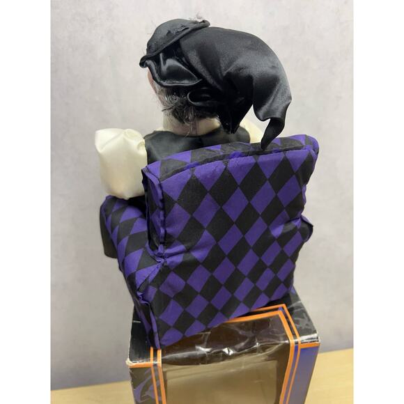 Vintage Gemmy Animated Halloween Witch in Chair Petting Cat Lights & Sou… - Picture 8 of 12